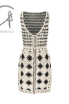 SWAYING/KNIT Embroidered Crochet Vest with Bandeau White/Black SW22SST57